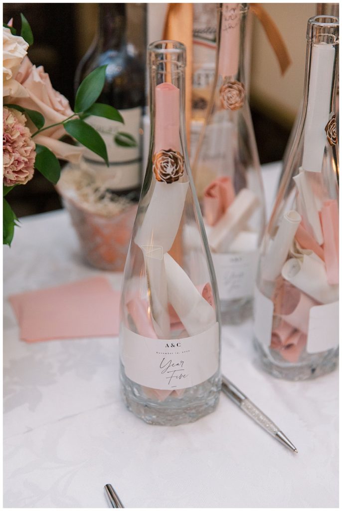wedding guest book alternative with messages in bottle