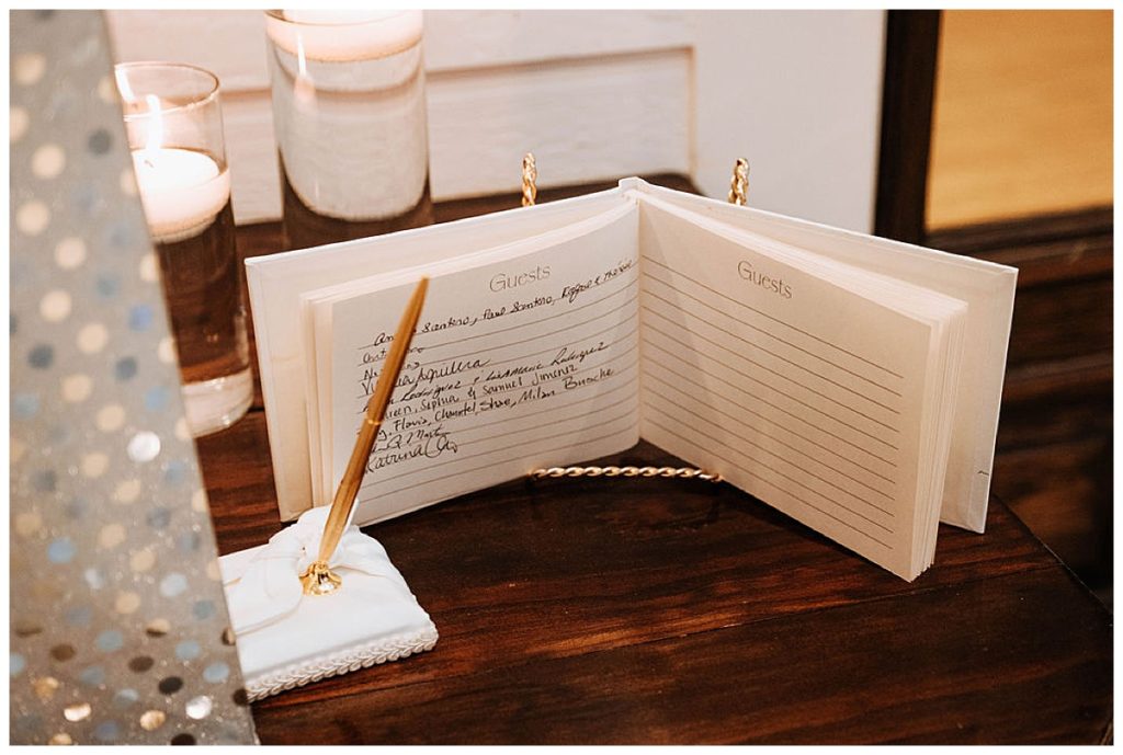 traditional sign-in guest book at wedding