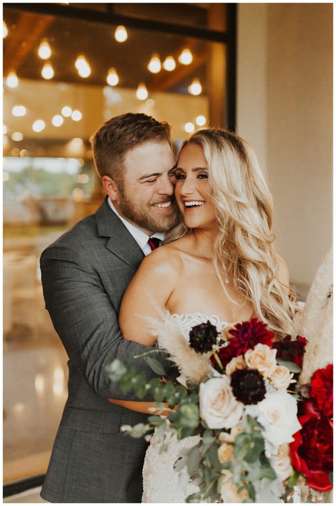bride and groom portrait for fall wedding in Texas 