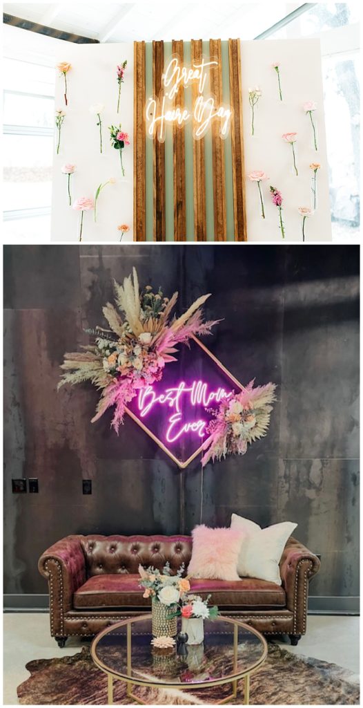 custom neon sign and photo backdrop