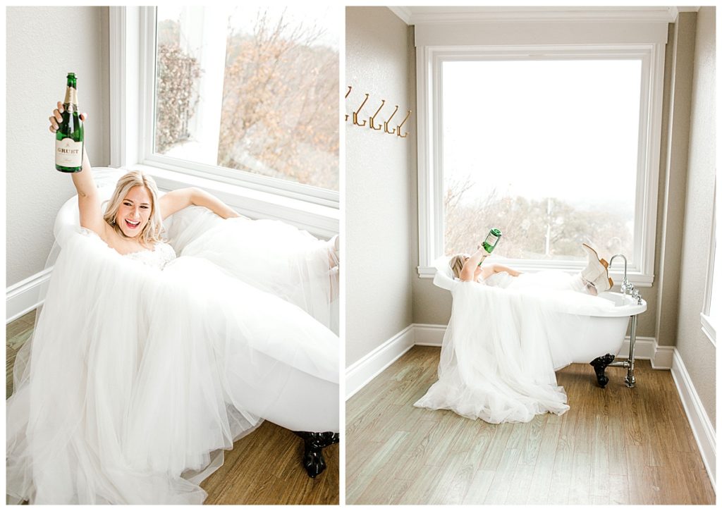 bride in bridal suite at kendall point venue
