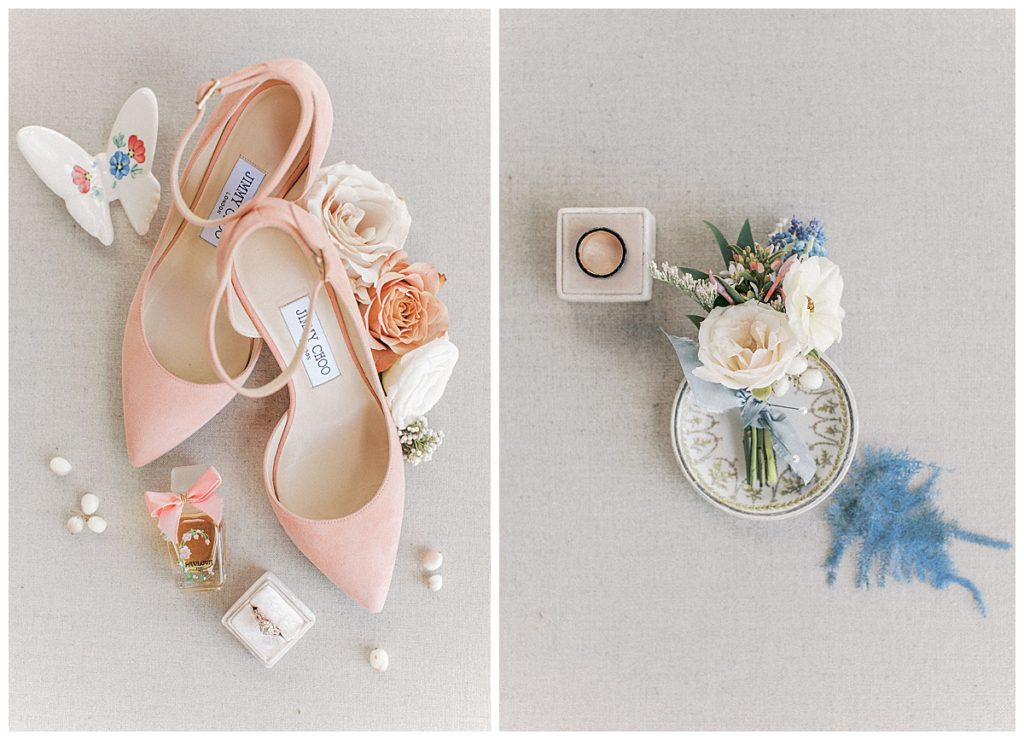 jimmy choos wedding shoes and groom boutonniere