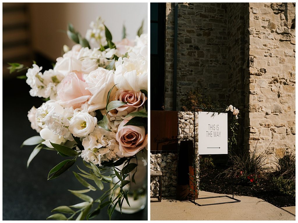 floral and sign details by austin wedding planner