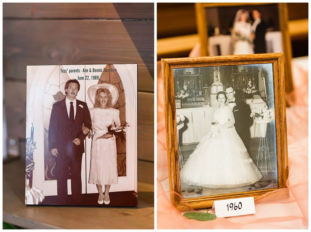 old family wedding photos on display