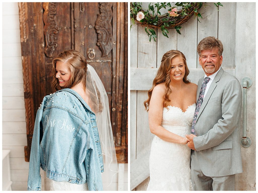 bride with denim jacket