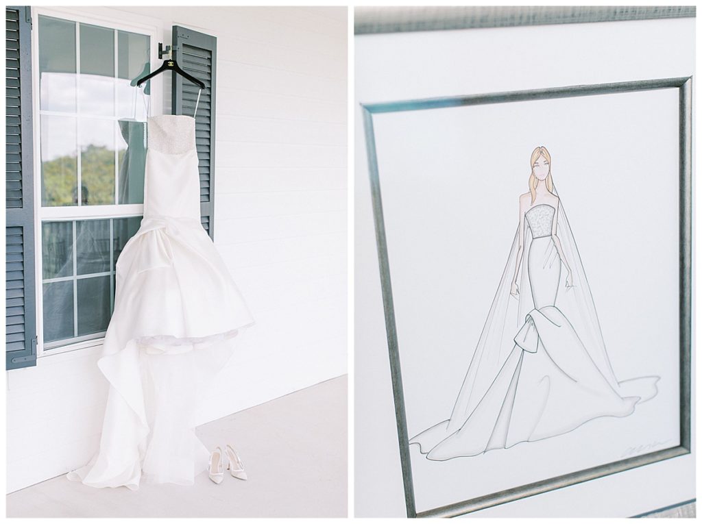 bridal dress with sketch of dress